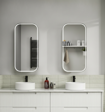 Load image into Gallery viewer, Frameless LED Shaving Cabinet Matte White 90cm x 60cm
