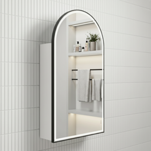 Load image into Gallery viewer, Frameless Arch LED Shaving Cabinet Matte White 90cm x 60cm 3 Colors
