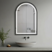 Load image into Gallery viewer, Frameless Arch LED Shaving Cabinet Matte White 90cm x 60cm 3 Colors

