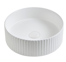 Load image into Gallery viewer, Round 360mm Fluted Matte Black Counter Top Basin White/ Black 3601
