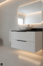 Load image into Gallery viewer, Vanity - Jess Series H900 Wall Hung White/Black With Stone Top
