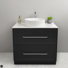 Load image into Gallery viewer, Vanity - Jess Series Stone Top Freestanding  - 100% Water Proof In Black
