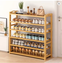Load image into Gallery viewer, Shoe Rack Bamboo Racks Multi Layered Storage
