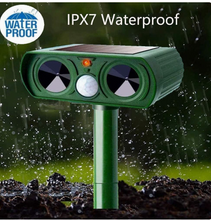 Load image into Gallery viewer, Outdoor LED Light Alarm Ultrasonic Cat Dog Repellant Solar Power Rechargeable
