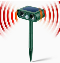 Load image into Gallery viewer, Outdoor LED Light Alarm Ultrasonic Cat Dog Repellant Solar Power Rechargeable
