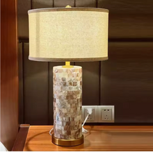 Load image into Gallery viewer, American Luxury Shell Table Lamp LED Cloth Art Desk Light
