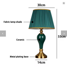 Load image into Gallery viewer, Green Ceramic Table Lamps European Cloth Cover
