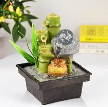Load image into Gallery viewer, Bamboo Shaped Desktop Water Flow Ornament With Crystal Ball 13x13x17.5cm
