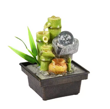 Load image into Gallery viewer, Bamboo Shaped Desktop Water Flow Ornament With Crystal Ball 13x13x17.5cm
