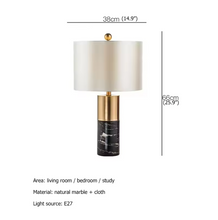 Load image into Gallery viewer, Fabric Marble Living Room Sofa Table Lamps - Black
