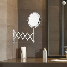 Load image into Gallery viewer, 6 Inch Round Retractable Bathroom Wall Mirror Two-Sided 3X Magnifying
