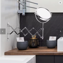 Load image into Gallery viewer, 6 Inch Round Retractable Bathroom Wall Mirror Two-Sided 3X Magnifying
