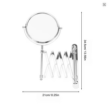 Load image into Gallery viewer, 6 Inch Round Retractable Bathroom Wall Mirror Two-Sided 3X Magnifying
