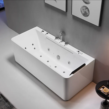 Load image into Gallery viewer, Whirlpool Tubs White Back To Wall  Acrylic Massage  Spa Bath
