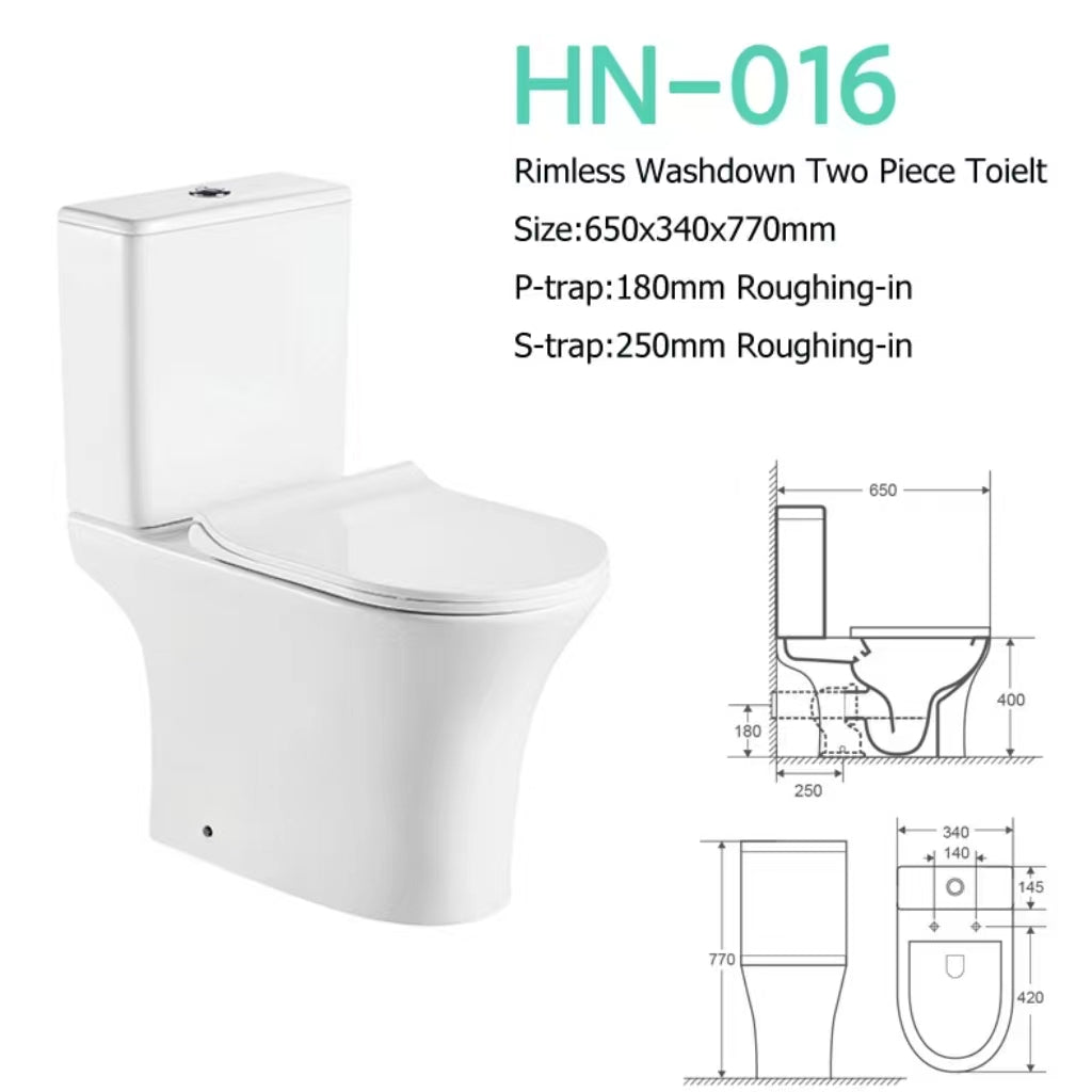 Toilet Suite - Two Piece HN-016 Rimless P-Pan