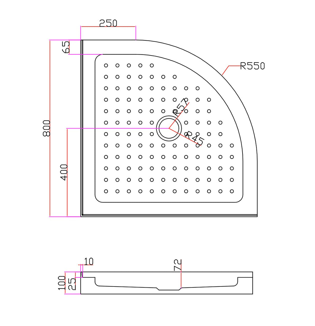 Shower Tray - Round Series Center / Corner Hole Option