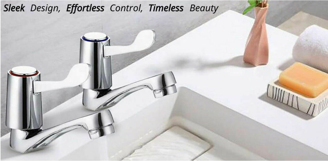 Traditional Design Twin Pair Hot Cold Water Mixer Sink with Ceramic Disc for Bathroom