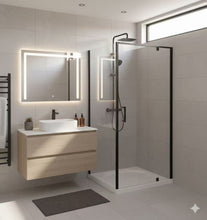 Load image into Gallery viewer, ZENITH SQUARE FRONT SHOWER BOX - with pivot hinged door - Black Frame
