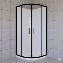 Load image into Gallery viewer, ZENITH ROUND FRONT SHOWER BOX - twin sliding doors - Black Frame 2000mm

