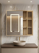 Load image into Gallery viewer, Led mirror cabinet wall-mounted Grain Wood 600/750mm
