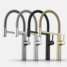 Load image into Gallery viewer, Carved Spring Neck Pull Out Kitchen Sink Mixer Tap Brass 4 Colors
