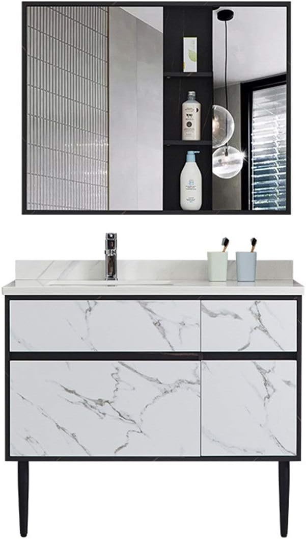 Vanity - Ava Series 1200mm - Black Marble Pattern Cabinet With Ceramic Top