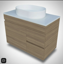 Load image into Gallery viewer, Vanity - Heron Series Quartz Stone Counter Top Set-  Wooden Colour
