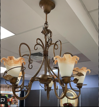 Load image into Gallery viewer, Decorative French Metal Uplighter Chandelier With Frosted Shades

