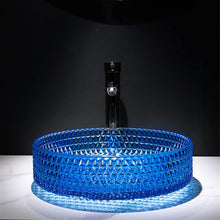 Load image into Gallery viewer, Modern Crystal Basin Wash Glass Sink - Blue Glass
