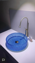 Load image into Gallery viewer, Modern Crystal Basin Wash Glass Sink - Blue Glass
