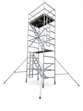 Load image into Gallery viewer, Heavy-Duty Mobile Aluminium Scaffolding Tower – Double-Width 6/7M Working/Total Height

