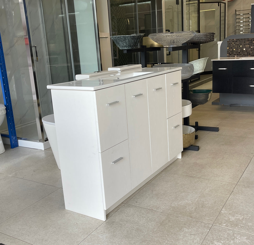 Vanity - Dekkor Series Plywood 1200x370 White (Slim Top) - 100% Water Proof