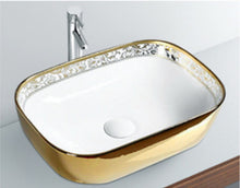Load image into Gallery viewer, Luxury Brushed Gold Round Ceramic Bathroom Basin Countertop 2261
