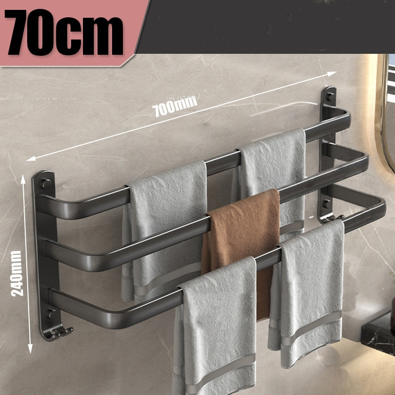 Black Space Aluminum Bathroom Shelf Towel Rack 2200-12