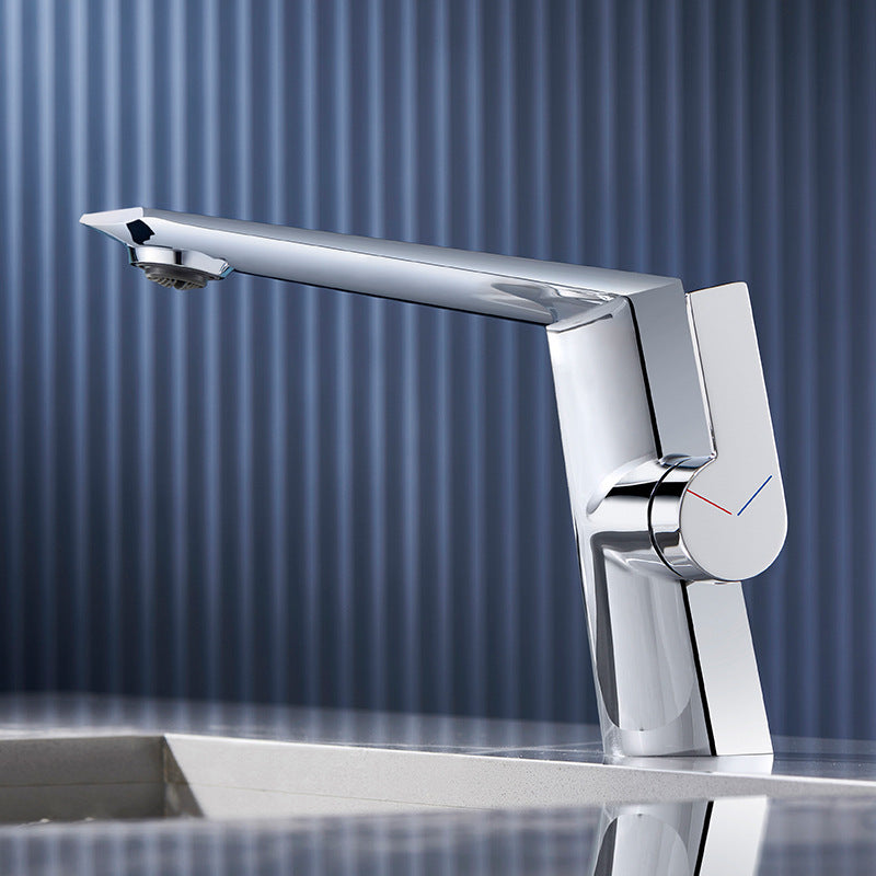 Brass Basin Faucet Single Handle Hole Black Chrome Bathroom Cold Hot Water Mixer