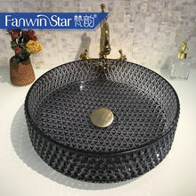 Load image into Gallery viewer, Modern Crystal Basin Wash Glass Sink - Black Glass
