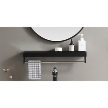 Load image into Gallery viewer, Bathroom Metal Wall Mirror Shelf White Framed Rectangle 800mm White/Black
