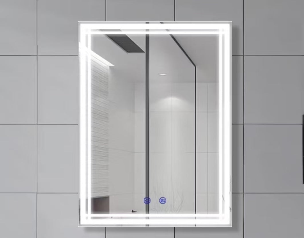 Rectangle LED Illuminated Smart Mirror with Dimmable Anti-Fog