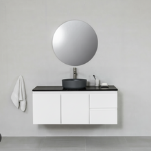 Load image into Gallery viewer, Wall Hung Bathroom Vanity - Matt White  700/900/1200mm Black Marble Stone Counter Top
