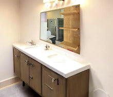 Load image into Gallery viewer, Wooden Bathroom Mirror with Built-In Shelving 800x600mm
