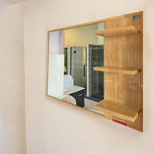 Load image into Gallery viewer, Wooden Bathroom Mirror with Built-In Shelving 800x600mm
