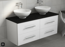Load image into Gallery viewer, Double basins bathroom vanity cabinet with engeering stone top
