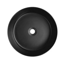 Load image into Gallery viewer, Round 360mm Fluted Matte Black Counter Top Basin White/ Black 3601
