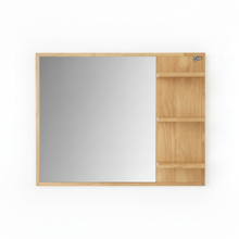 Load image into Gallery viewer, Wooden Bathroom Mirror with Built-In Shelving 800x600mm
