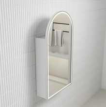 Load image into Gallery viewer, Frameless Arch LED Shaving Cabinet Matte White 90cm x 60cm 3 Colors
