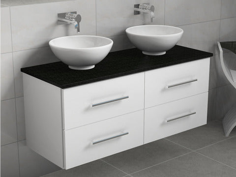 Double basins bathroom vanity cabinet with engeering stone top