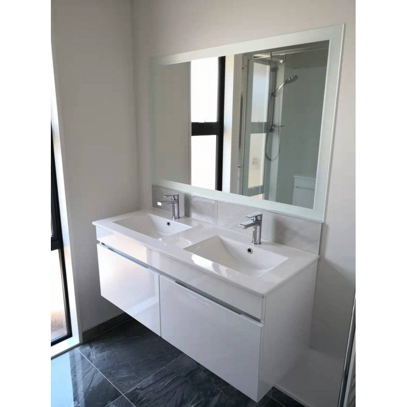 Vanity - Misty Series 1200 Gloss White Double Basin 2 Drawers